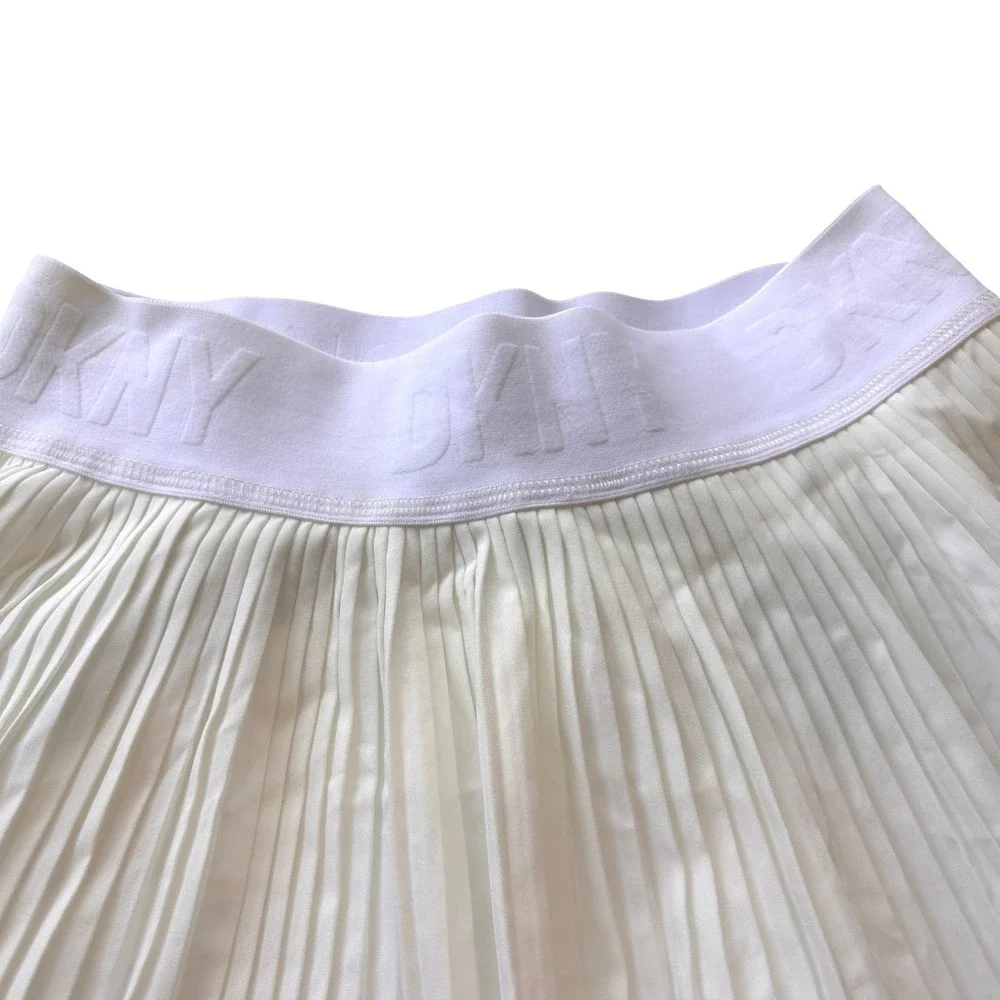 DKNY Sport White Pleated Mini Tennis Skirt Logo Waistband DP2S4862 Small NWT‎